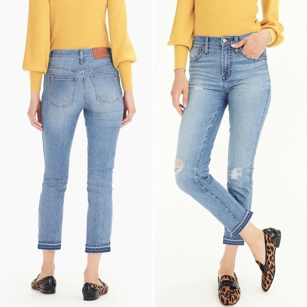 J. Crew Vintage Straight Jeans 25 0 high rise distressed released‎ frayed hem